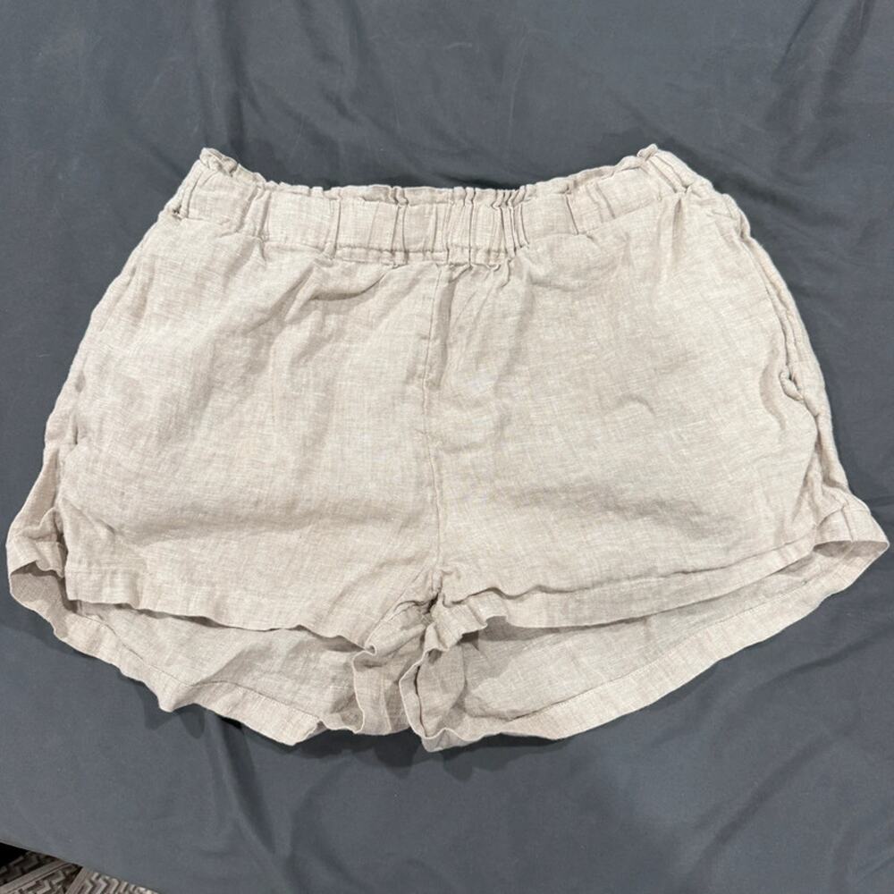 Quince 100% European Linen Shorts Women’s M Natural Beige Pull On